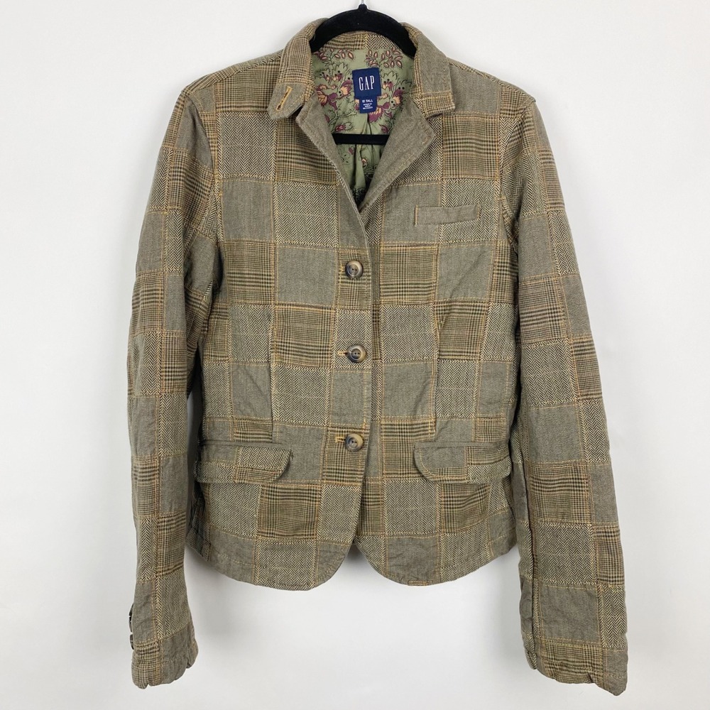 GAP Olive Green Plaid Blazer